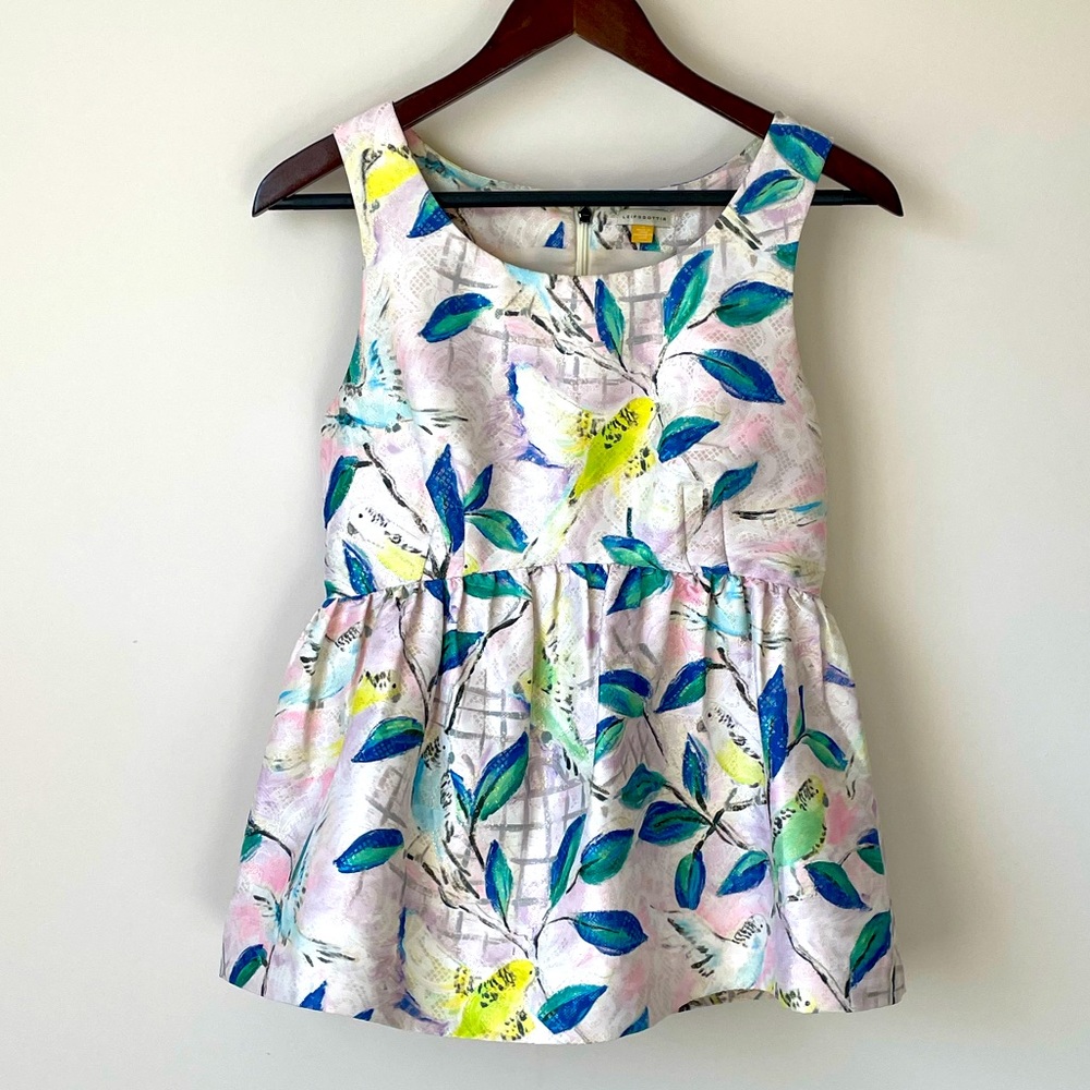 ANTHROPOLOGIE Leifsdottir Beautiful Structured Sleeveless Parrot Blouse